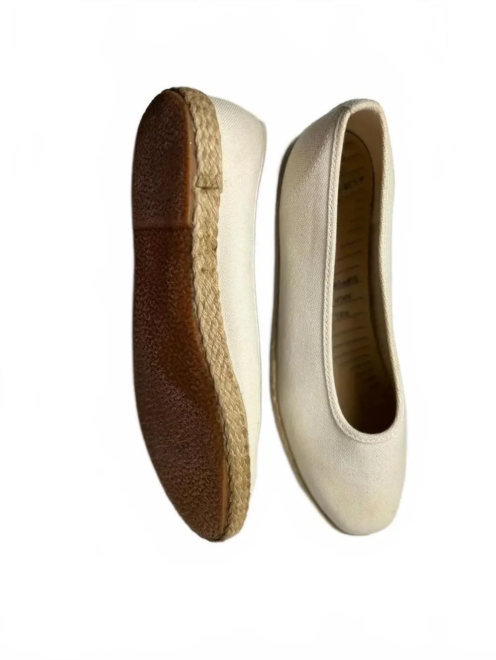 Liz Claiborne Women's Canvas Espadrille Flats Size 8 Cream